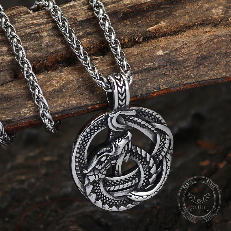 Vintage Viking Coiled Dragon Stainless Steel Pendant