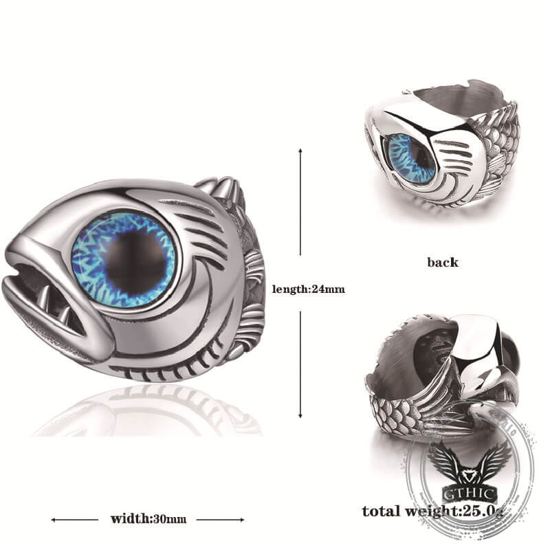 Fashion Fish Gem Eyes Stainless Steel Animal Ring