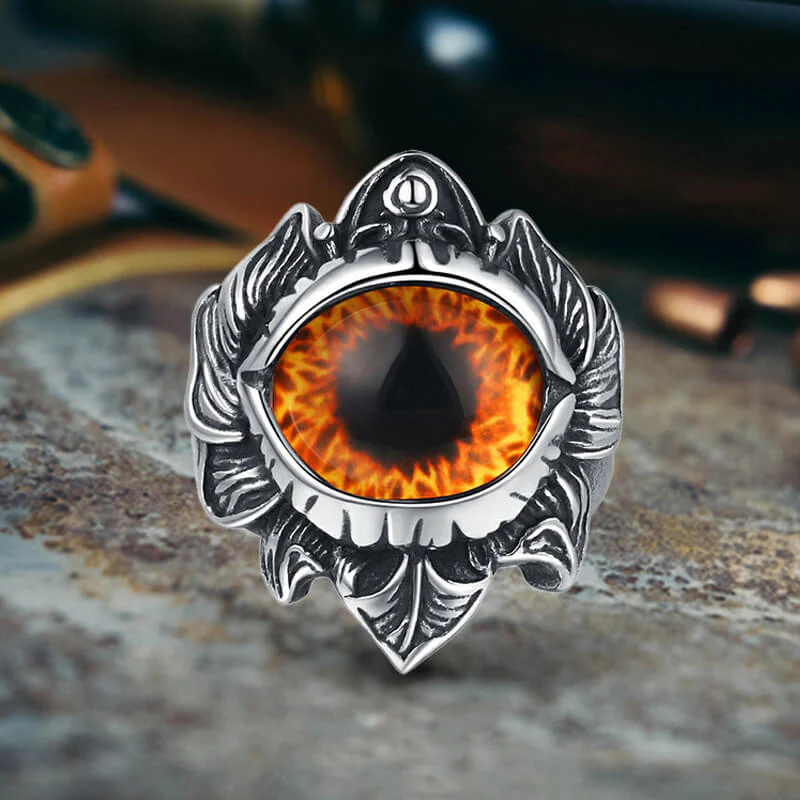 Vintage Pattern Devil Eye Stainless Steel Ring