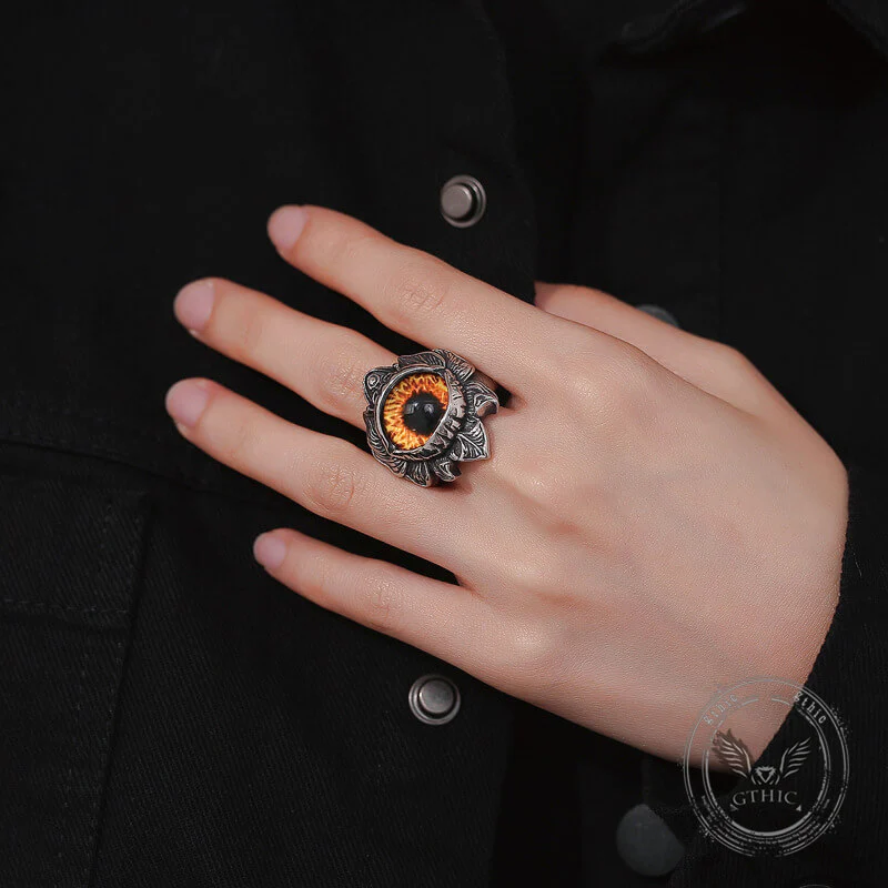Vintage Pattern Devil Eye Stainless Steel Ring