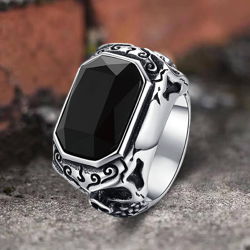 Vintage Zirconia Demon Eye Stainless Steel Skull Ring