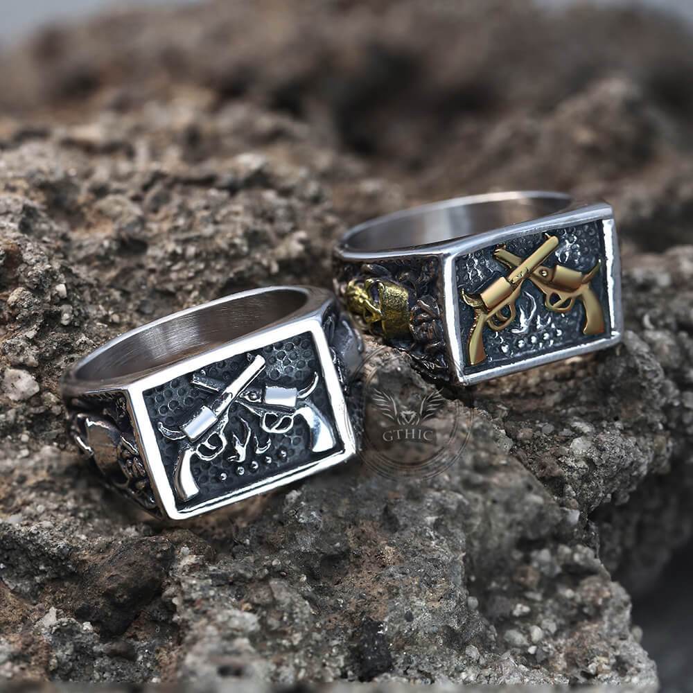1558-double-guns-stainless-steel-ring-3.jpg Double Guns Stainless Steel Ring