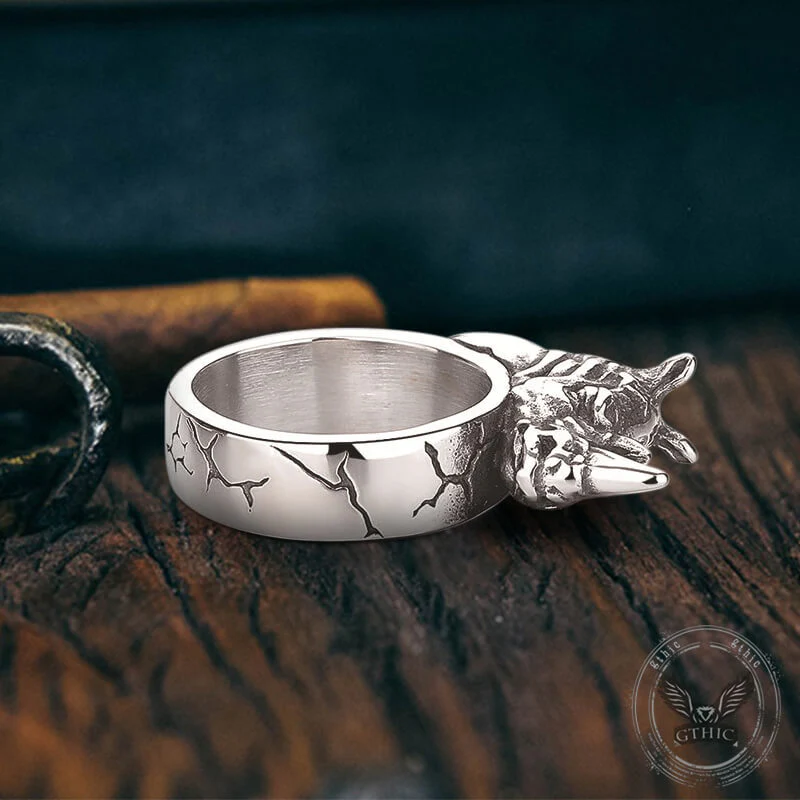 Punk Wild Rhino Stainless Steel Ring
