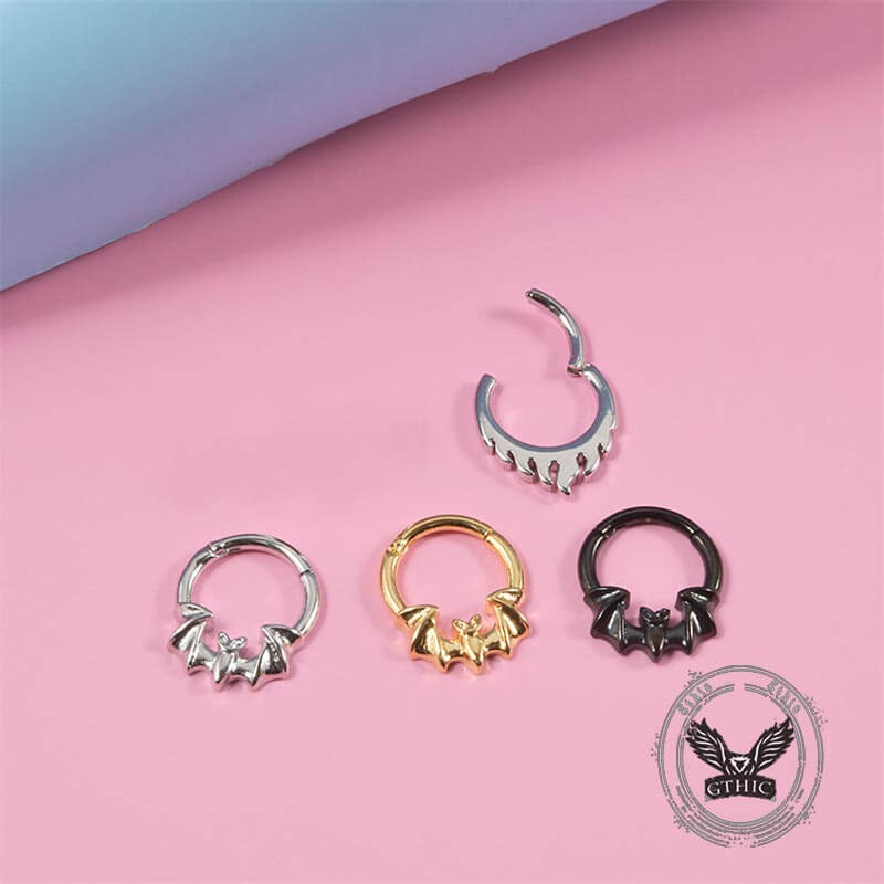 Gothic Flame Bat Shape Stainless Steel Nose Ring