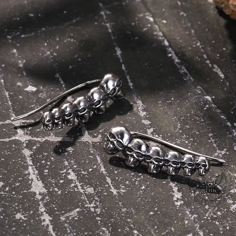 Gothic Evil Skull Design Stainless Steel Earrings