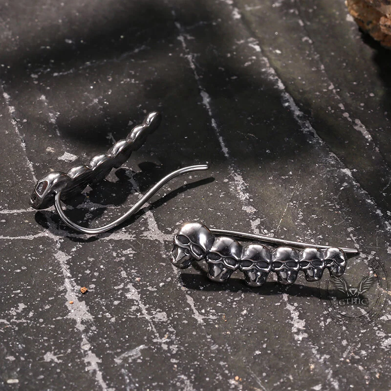 Gothic Evil Skull Design Stainless Steel Earrings