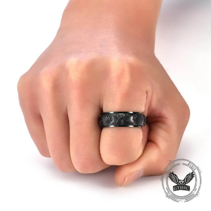 15732-vintage-shell-starfish-stainless-steel-spinner-ring-2.webp Vintage Shell Starfish Stainless Steel Spinner Ring