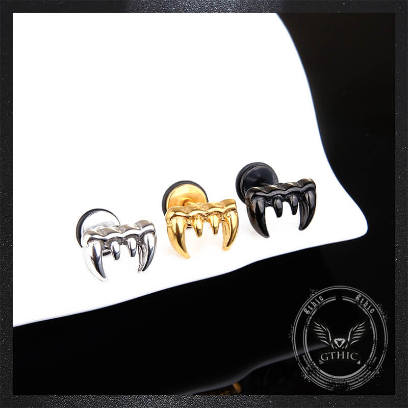 15857-personalized-wolf-tooth-stainless-steel-animal-earrings-4.jpg Personalized Wolf Tooth Stainless Steel Animal Earrings