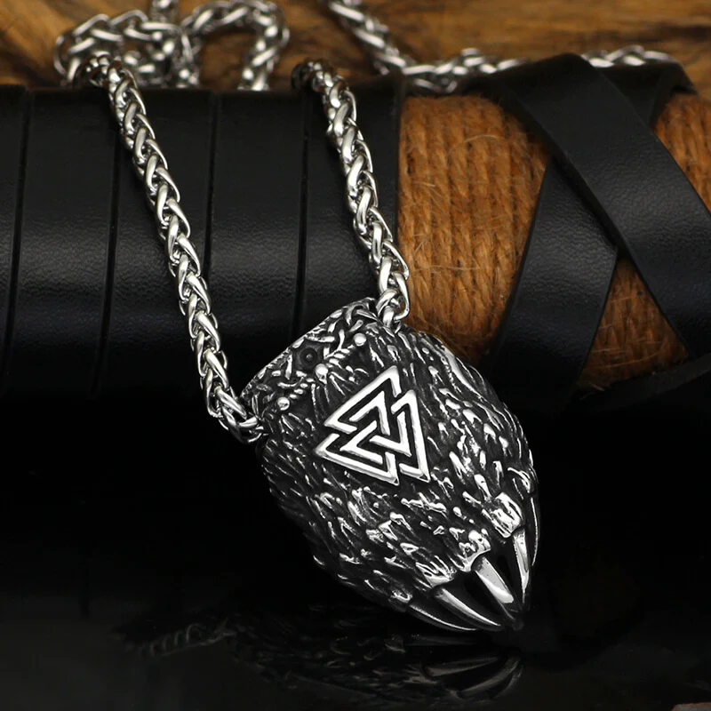 Viking Triangle Rune Bear Paw Stainless Steel Pendant