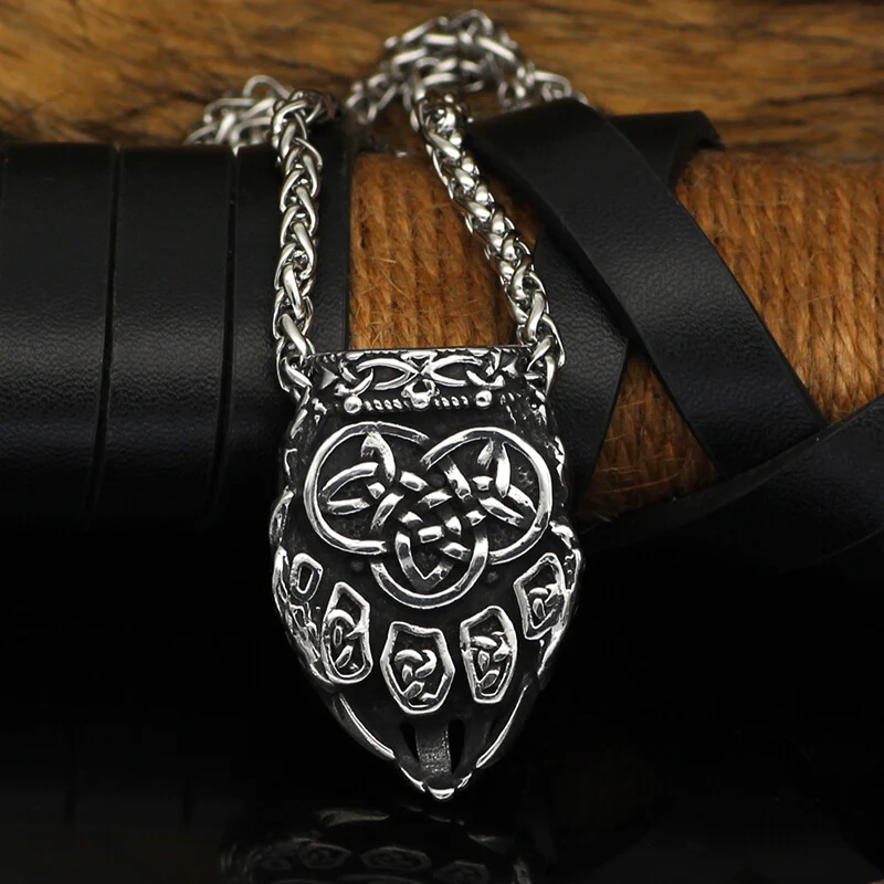 Viking Triangle Rune Bear Paw Stainless Steel Pendant
