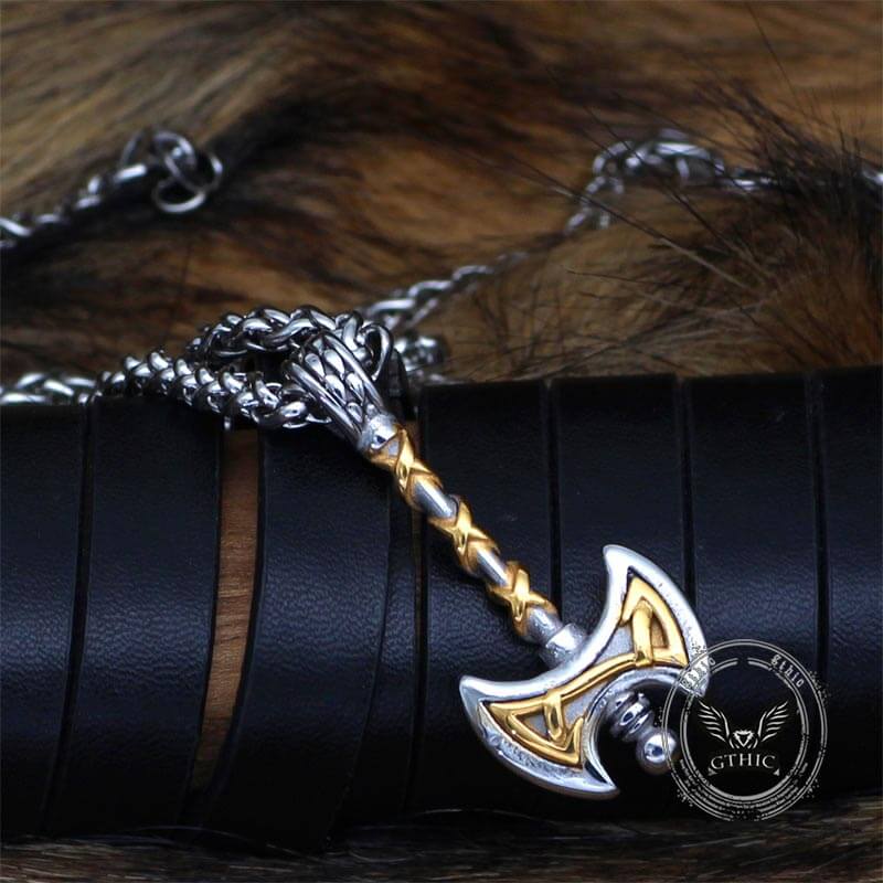 Vintage Viking Double Axe Stainless Steel Pendant