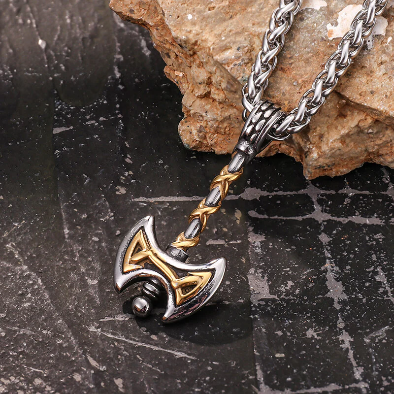 Vintage Viking Double Axe Stainless Steel Pendant