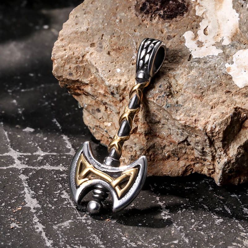 Vintage Viking Double Axe Stainless Steel Pendant