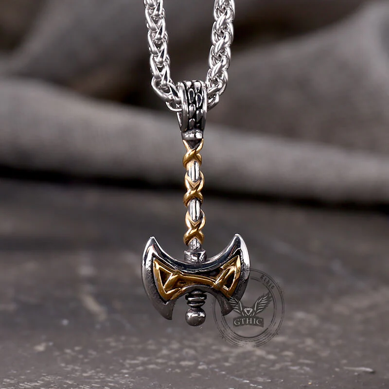 Vintage Viking Double Axe Stainless Steel Pendant