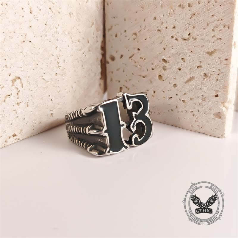 Retro Number 13 Irregular Stainless Steel Ring