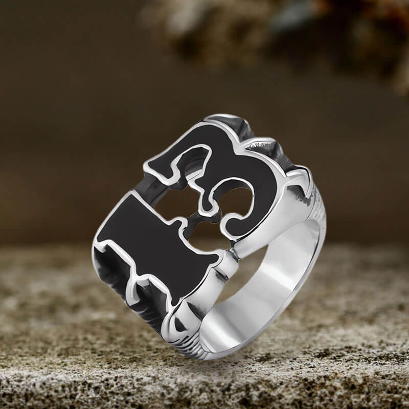 Retro Number 13 Irregular Stainless Steel Ring