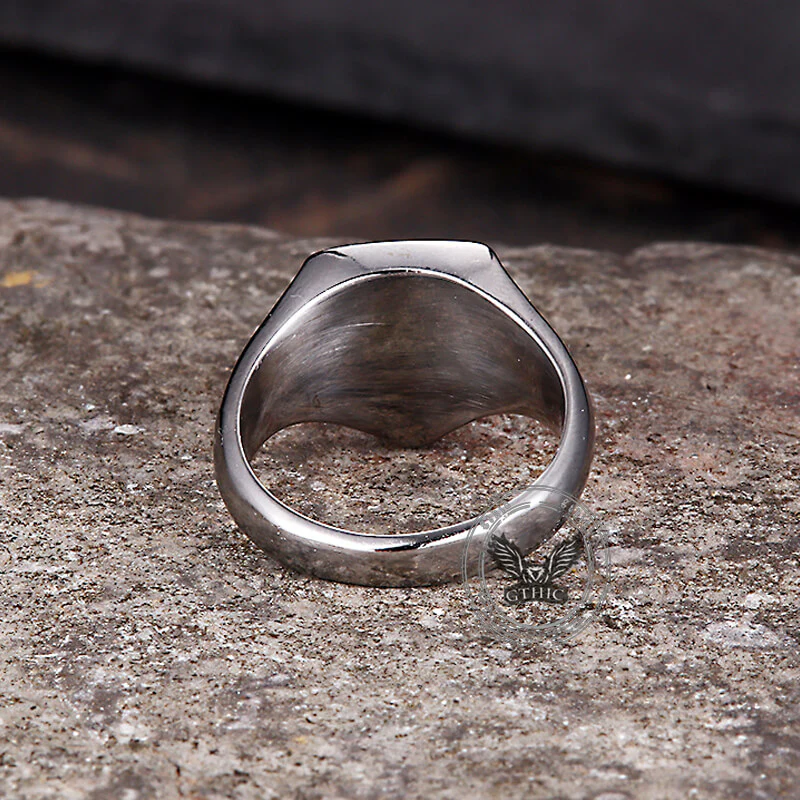 Simple Angel Wings Ares Shield Stainless Steel Ring
