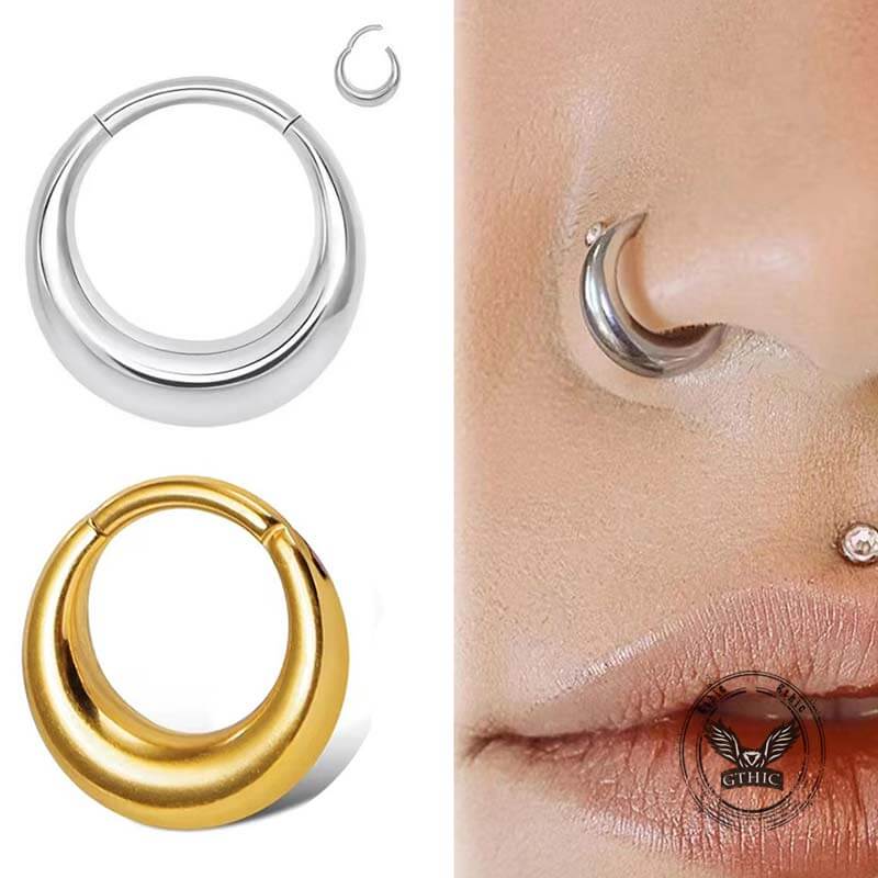 Simple Oval Shape G23 Titanium Pierced Nose Ring