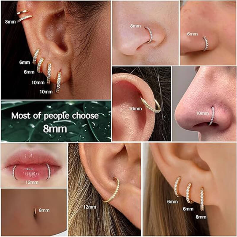 Shiny CZ Ear Bone Auricle Stainless Steel Nose Ring