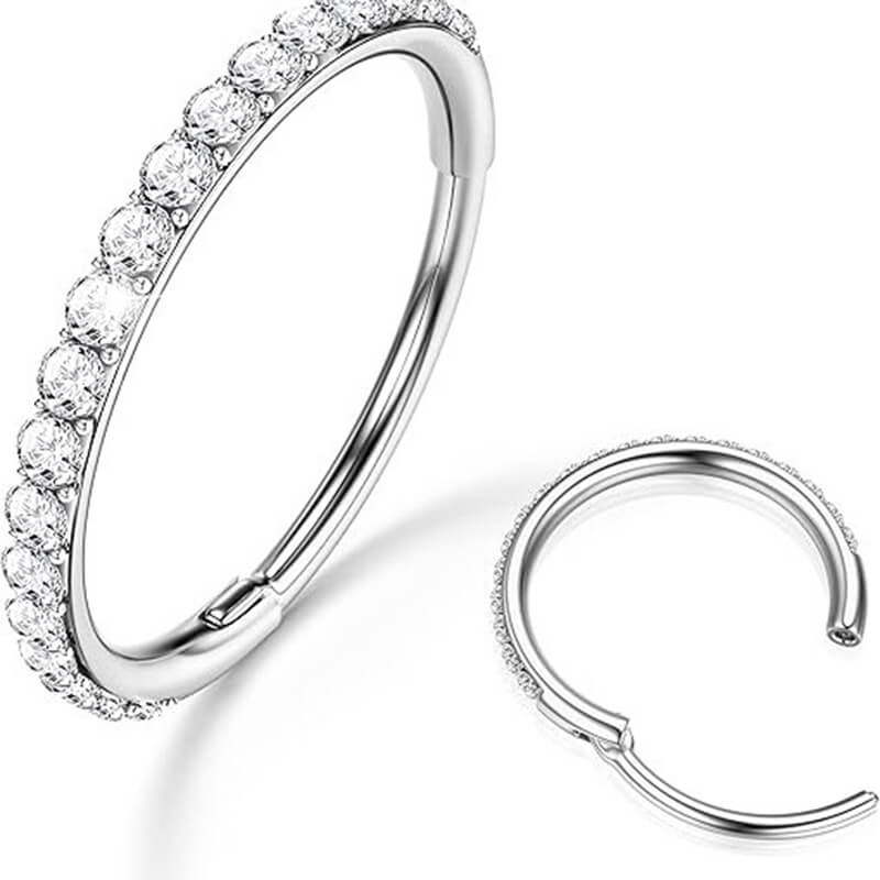 Shiny CZ Ear Bone Auricle Stainless Steel Nose Ring