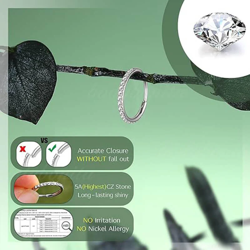 Shiny CZ Ear Bone Auricle Stainless Steel Nose Ring