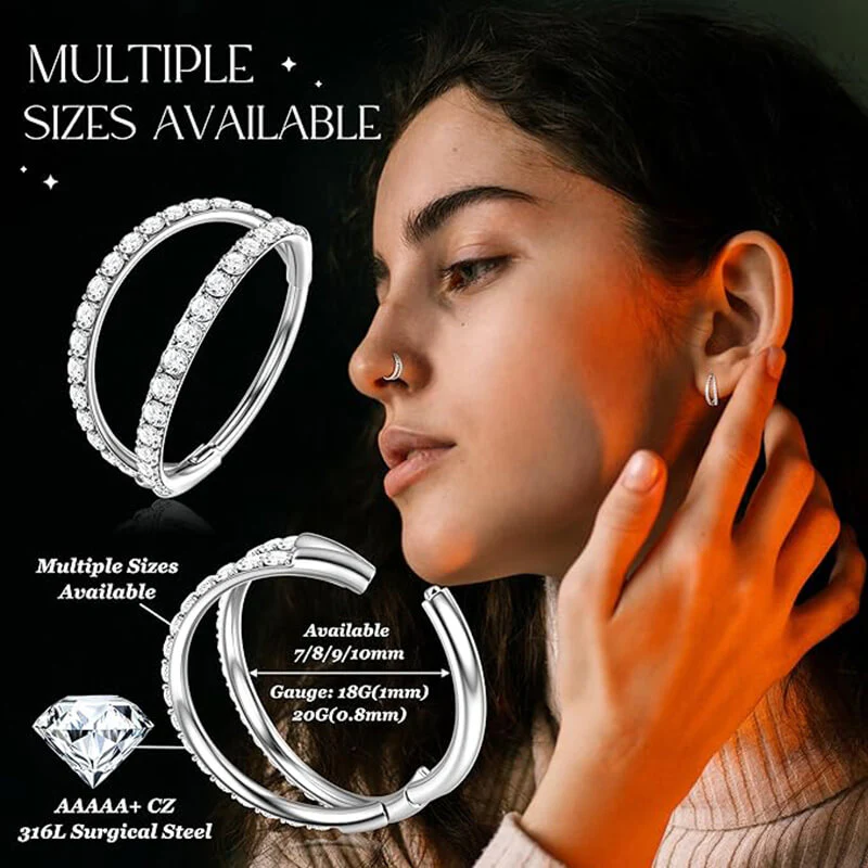 Fashion CZ Nose Ring Stainless Steel Tragus Daith Piercing