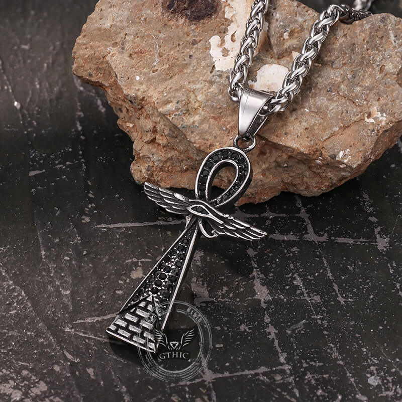 Vintage Cross Pyramid Horus Eye Stainless Steel Pendant
