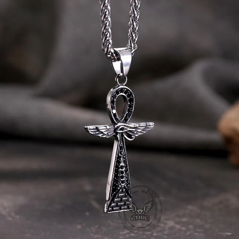 Vintage Cross Pyramid Horus Eye Stainless Steel Pendant