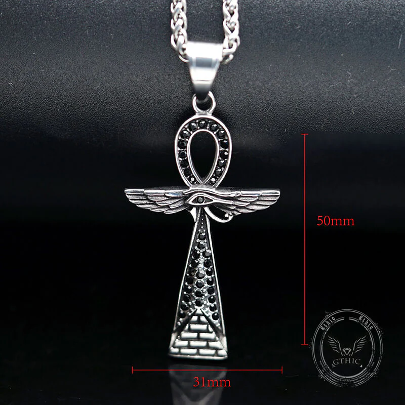 Vintage Cross Pyramid Horus Eye Stainless Steel Pendant