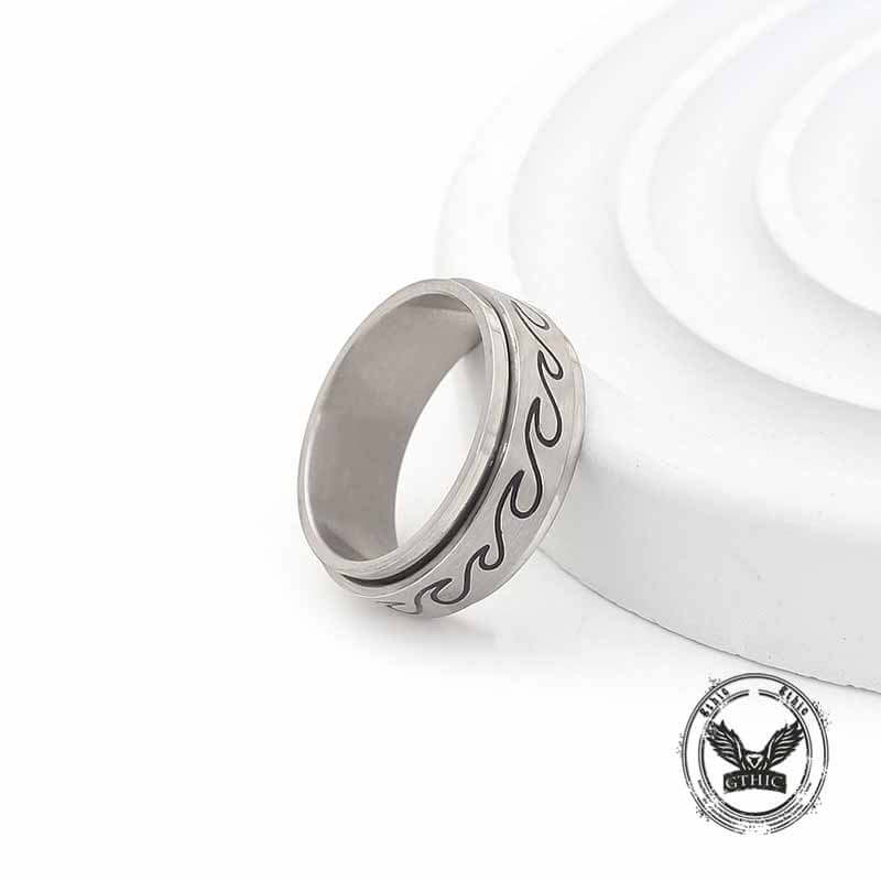 Simple Wave Pattern Stainless Steel Spinner Ring