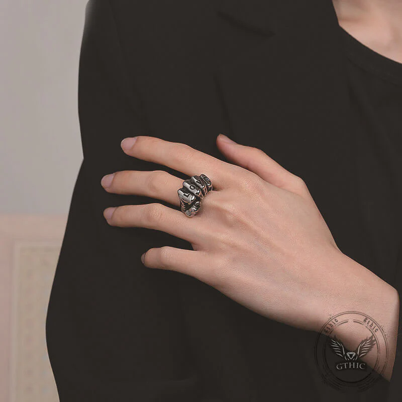 Punk Love Letter Domineering Fist Stainless Steel Ring