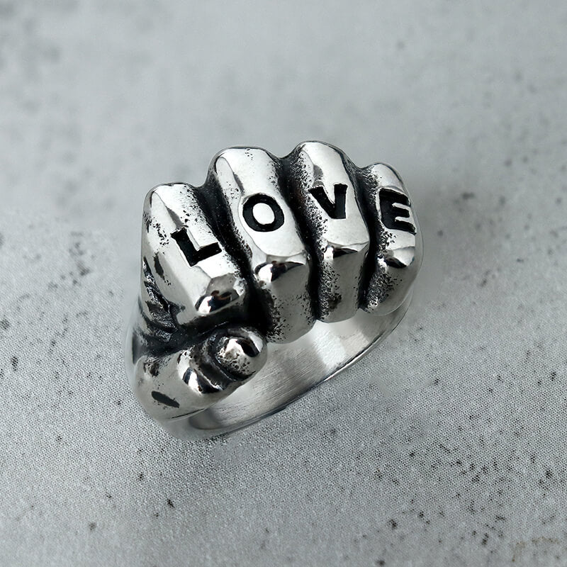 Punk Love Letter Domineering Fist Stainless Steel Ring
