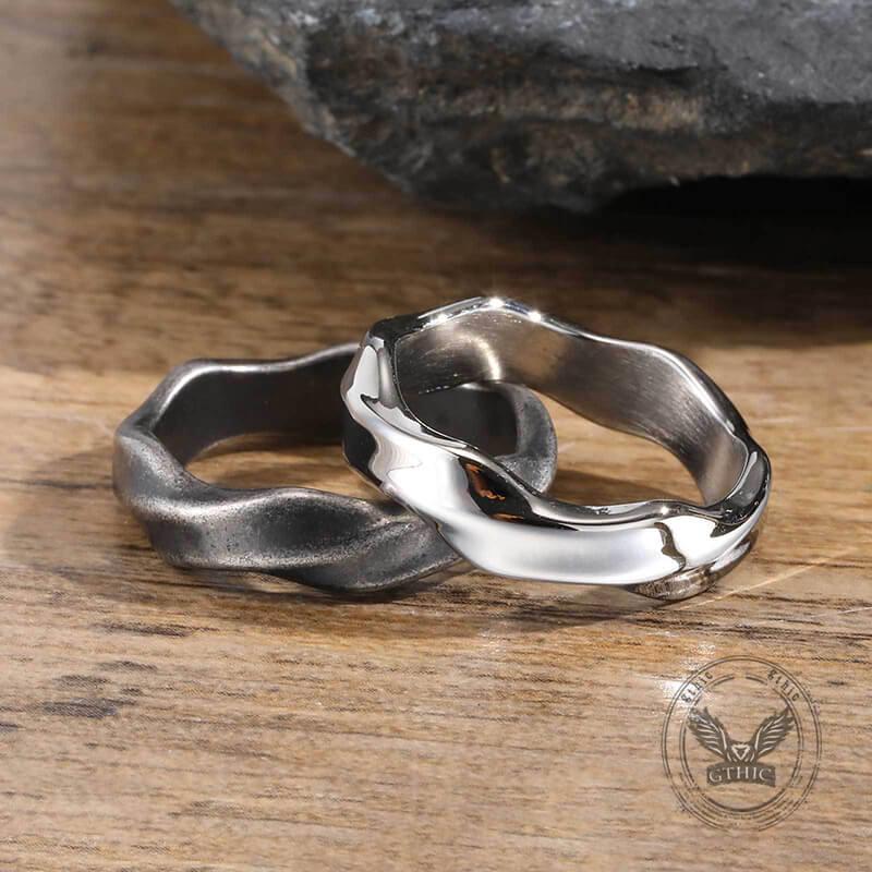 Vintage Simple Twist Pattern Stainless Steel Ring