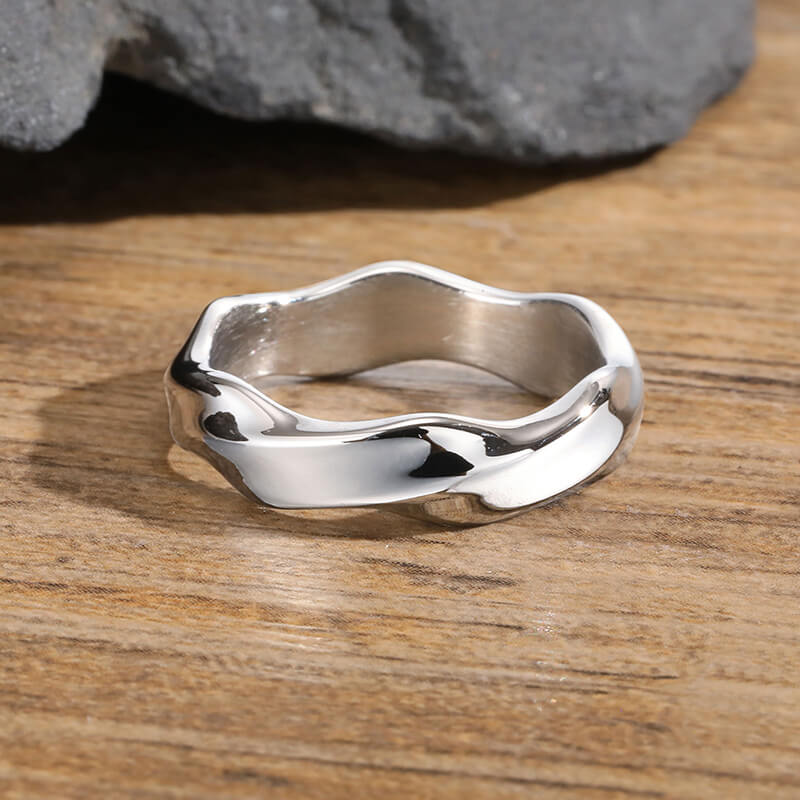 Vintage Simple Twist Pattern Stainless Steel Ring
