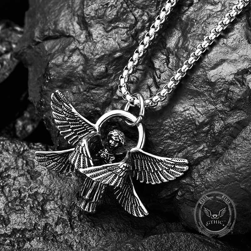 Vintage Praying Angel Wings Stainless Steel Pendant