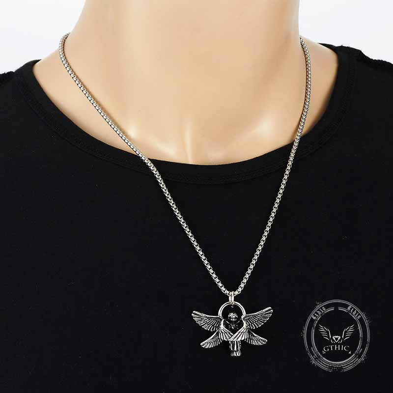 16055-vintage-praying-angel-wings-stainless-steel-pendant-2.jpg Vintage Praying Angel Wings Stainless Steel Pendant