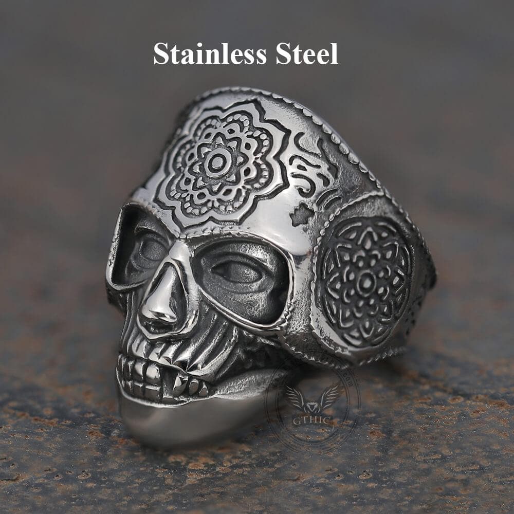 1607-mandala-flower-stainless-steel-skull-ring-3.jpg Mandala Flower Stainless Steel Skull Ring