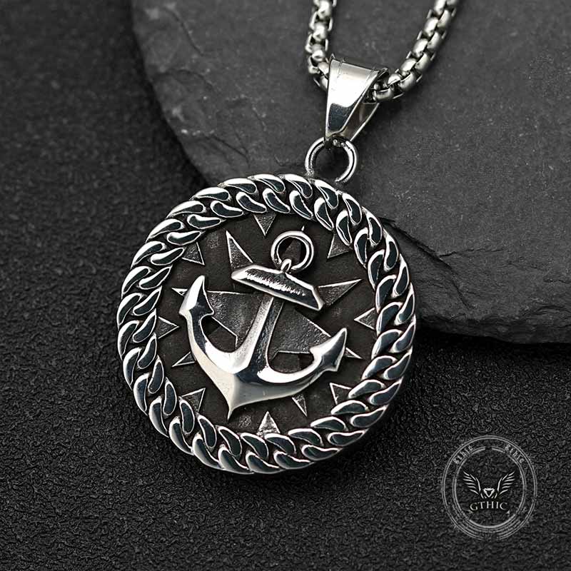 Vintage Wheel Anchor Stainless Steel Marine Pendant