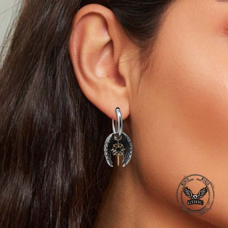 16094-vintage-angel-wing-cross-star-stainless-steel-earrings-2.jpg Vintage Angel Wing Cross Star Stainless Steel Earrings