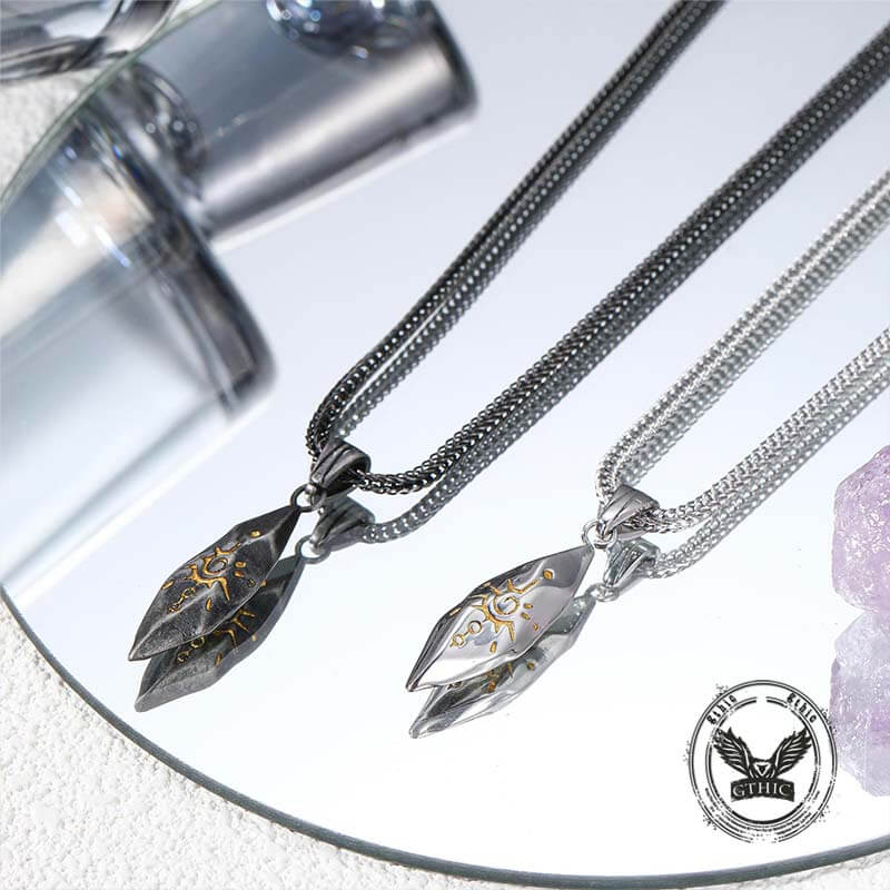 Retro Rhombus Wishing Stone Stainless Steel Pendant