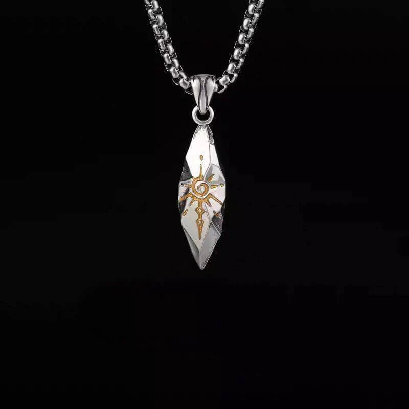 Retro Rhombus Wishing Stone Stainless Steel Pendant