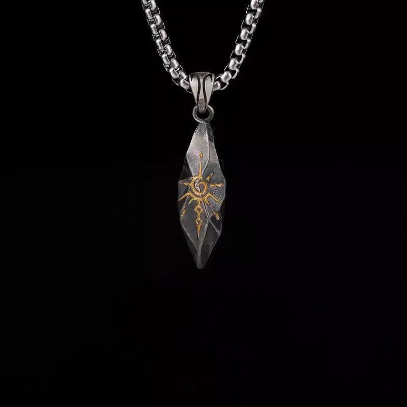 Retro Rhombus Wishing Stone Stainless Steel Pendant