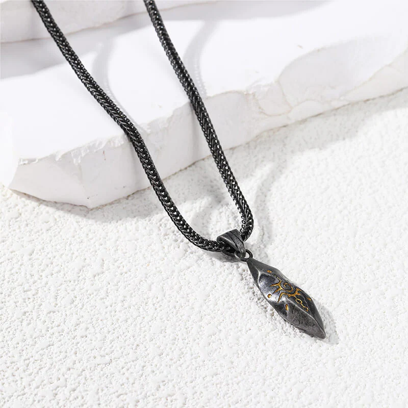 Retro Rhombus Wishing Stone Stainless Steel Pendant