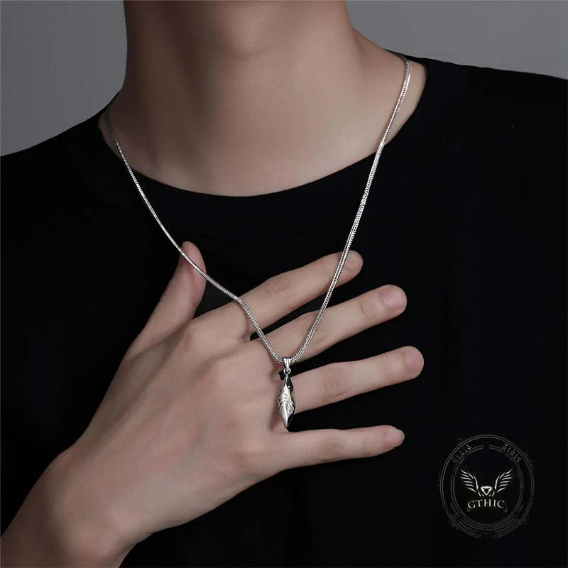 Retro Rhombus Wishing Stone Stainless Steel Pendant