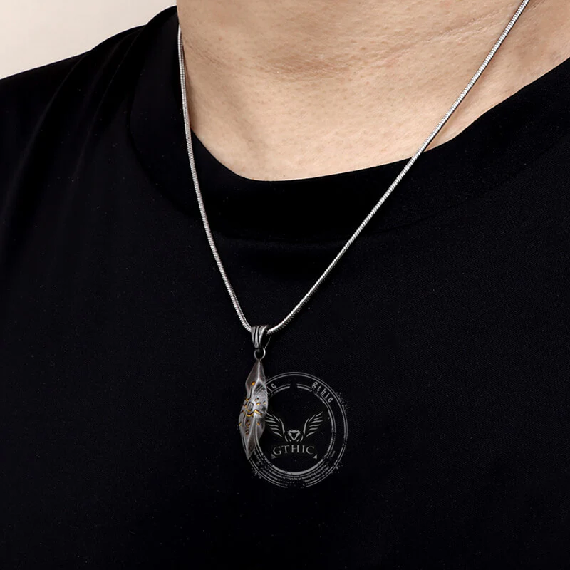 Retro Rhombus Wishing Stone Stainless Steel Pendant