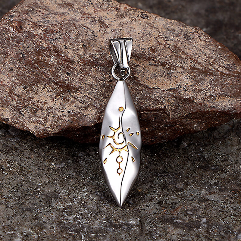 Retro Rhombus Wishing Stone Stainless Steel Pendant