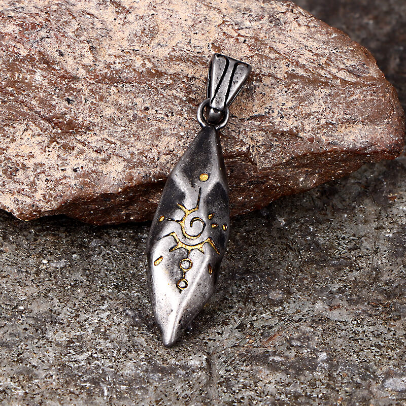 Retro Rhombus Wishing Stone Stainless Steel Pendant