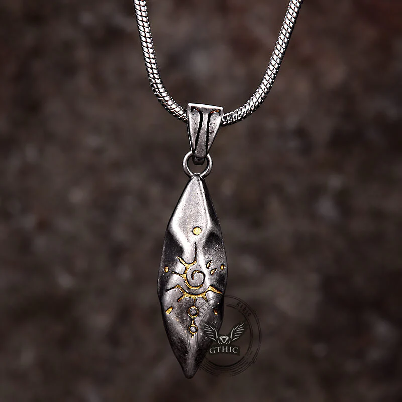 Retro Rhombus Wishing Stone Stainless Steel Pendant