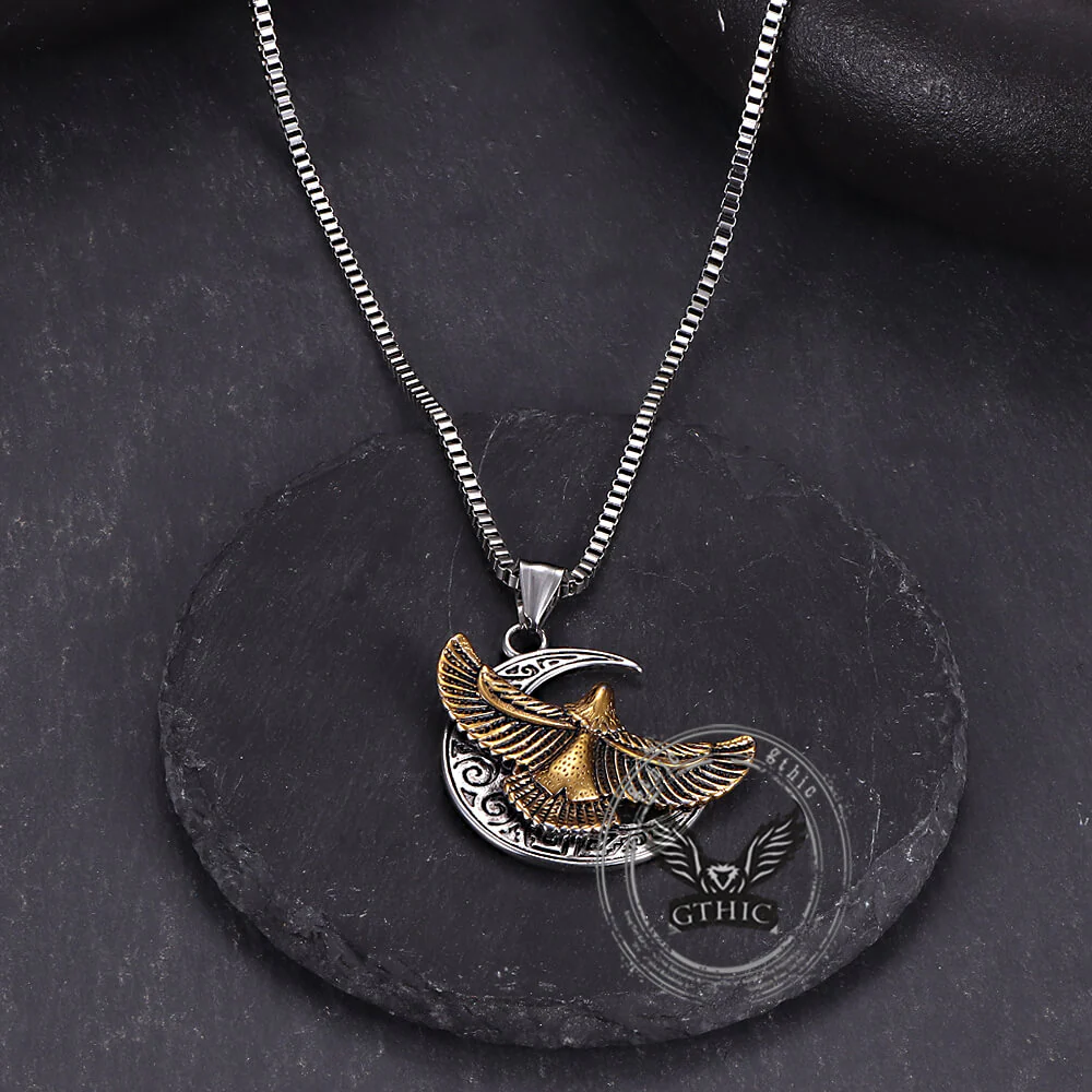 Retro Eagle Moon Stainless Steel Pendant