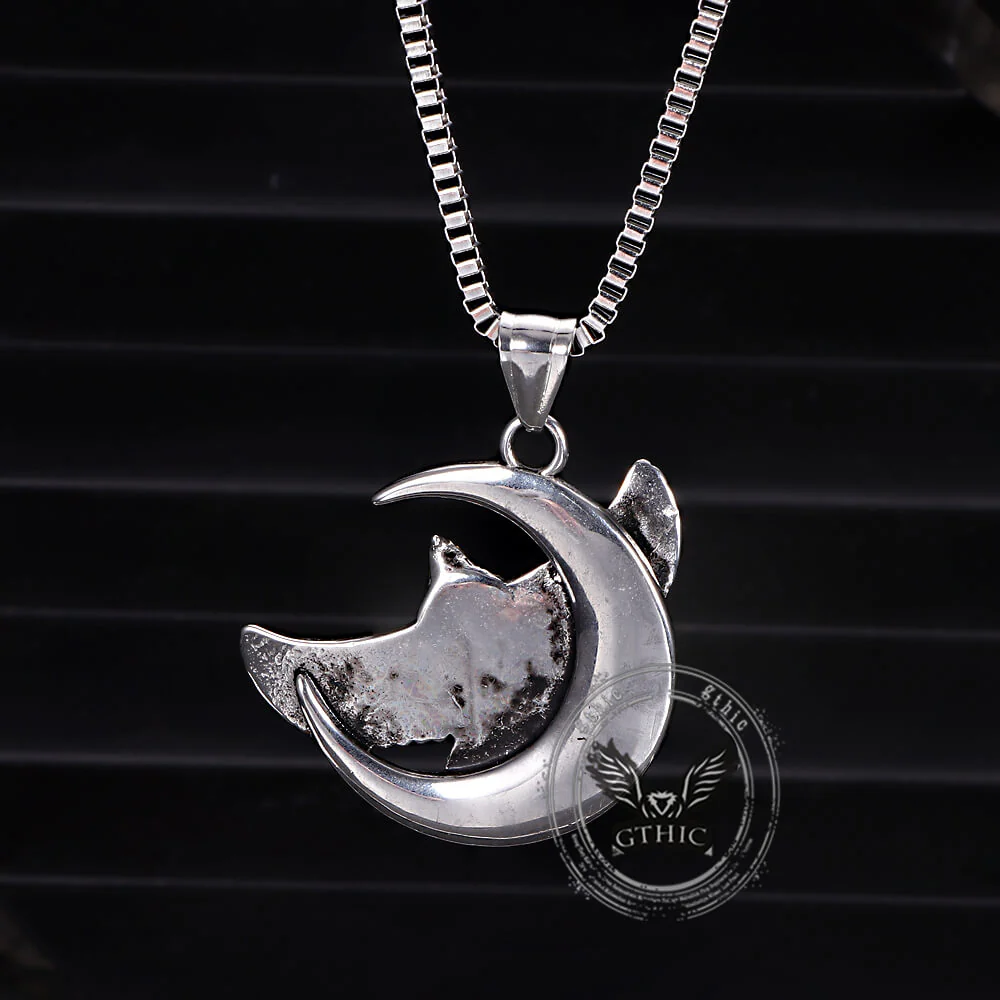 Retro Eagle Moon Stainless Steel Pendant